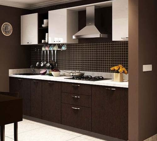 Neutral Tones L-shaped Modular Kitchen