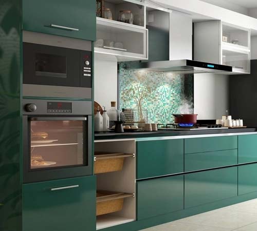 Spanish Carnival L-shaped Modular Kitchen