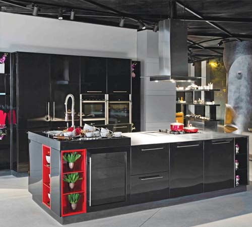 Touch L-Shaped Island Modular Kitchen